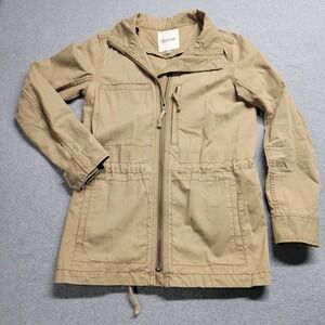 Madewell‎ Fleet Jacket Utility Tan Women XS Full Zip Drawstring Waist Cotton
